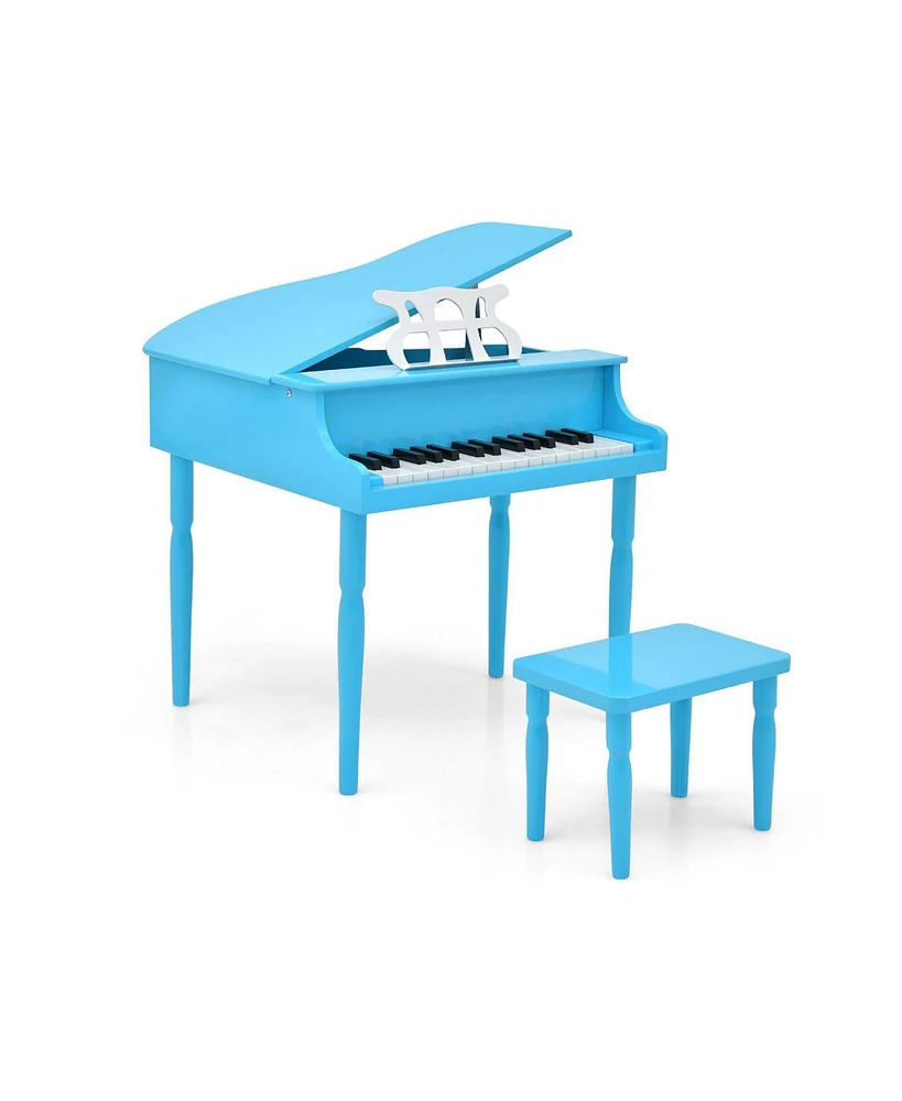 Hongge 30-Key Wood Toy Kids Grand Piano with Bench and Music Rack