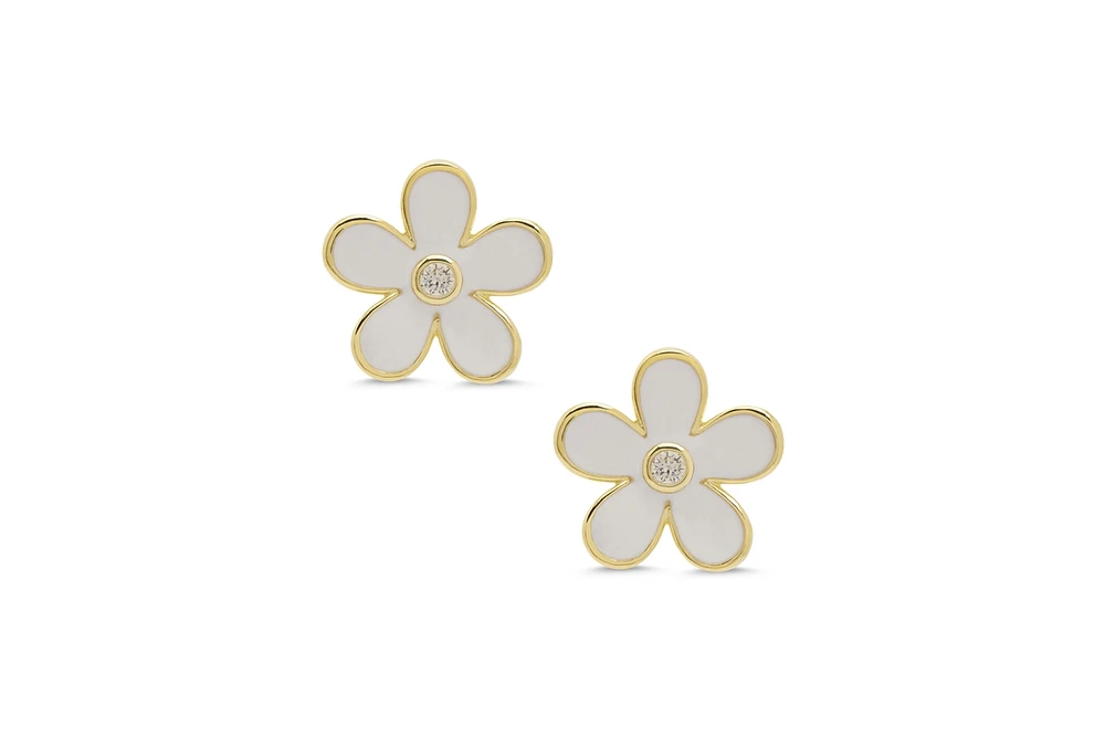 Lily Nily Girls White Flower Cz Stud Earrings