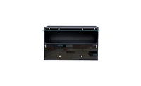 Slickblue Black Glass Door Shoe Storage Cabinet with Rgb Led Light for Modern Organization