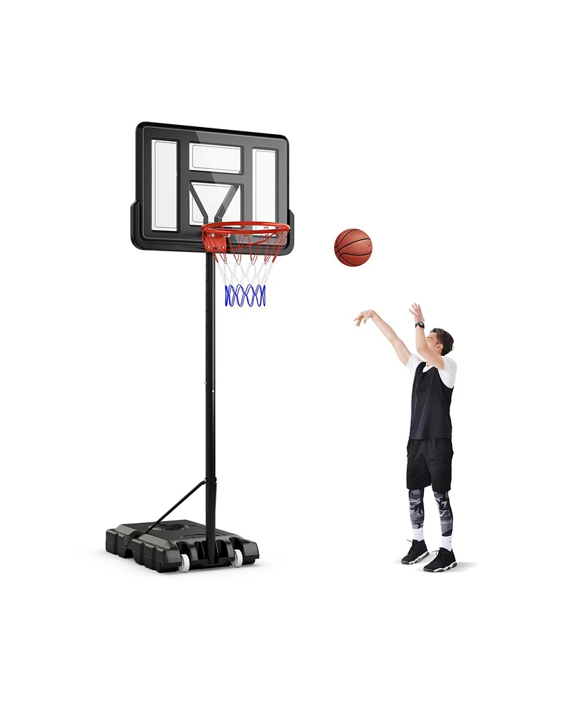 Hongge 4.4-10 Feet Portable Basketball Hoop Adjustable with 2 Wheels and Fillable Base