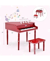Hongge 30-Key Wood Toy Kids Grand Piano with Bench and Music Rack
