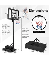 Hongge 4.25-10 Feet Adjustable Basketball Hoop System with 44 Inch Backboard