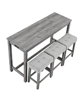 Exquisite Industrial Dining Table with Space-Saving Bar Stools