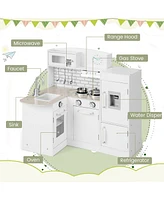 Hongge Kids Kitchen Playset Conor Kitchen Toy with Realistic Microwave and Oven Stove