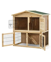 Sugift 35 Inch Wooden Chicken Coop with Ramp