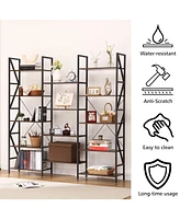 gaomon 5 Tier Bookshelf - Triple Wide Open Display Shelves With Metal Frame For Living Room, Bedroom, Home Office