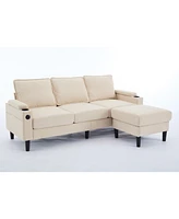 Streamdale Furniture Upgraded Sofa with Storage Footrest, Cup Holders, Usb Port, and Magazine Bags