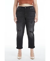 Bayeas Women's High Rise Painted Mom Jeans Black