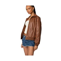 Edikted Women's Halley Faux Leather Bomber Jacket