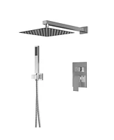 Mondawe Brush Nickel 10 Inch Square Bathroom Shower Combo Set