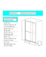 Streamdale Furniture Semi-Frameless Double Bypass Sliding Shower Door with Tempered Glass