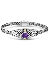 Devata Amethyst & Bali with Dragon Bone Chain Bracelet in Sterling Silver and 18K Gold