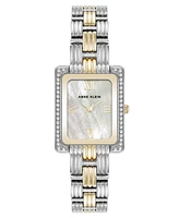 Anne Klein Women's Quartz Premium Crystal Accented Grooved Two-Tone Alloy Metal Bracelet Watch, 24mm