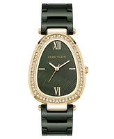 Anne Klein Women's Quartz Estate Green Ceramic and Gold-Tone Alloy Metal Bracelet Watch, 36mm - Green, Gold