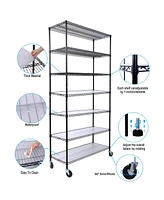 Slickblue 7-Tier Heavy-Duty Metal Wire Shelving Unit, 2450 lbs Capacity with Wheels & Liners for Kitchen, Garage, Closet - 81.5"H x 48"L x 18"D