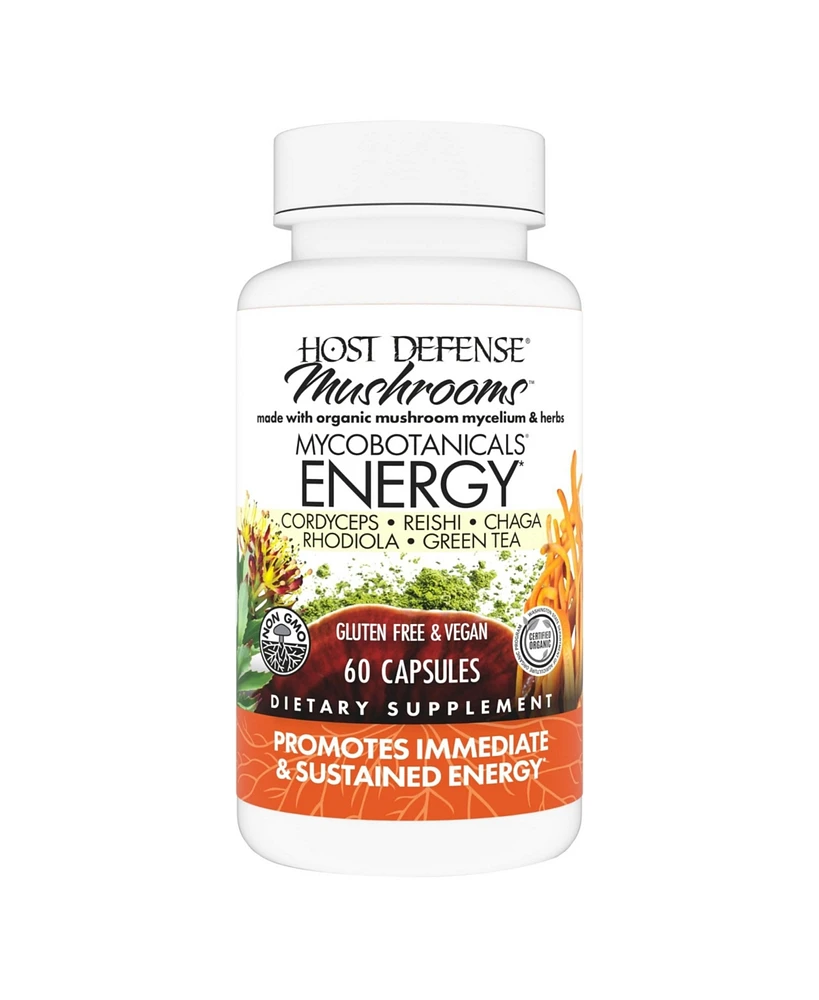 Host Defense MycoBotanicals Energy Capsules - Energy & Respiratory Support Supplement - Herbal Green Tea Capsules