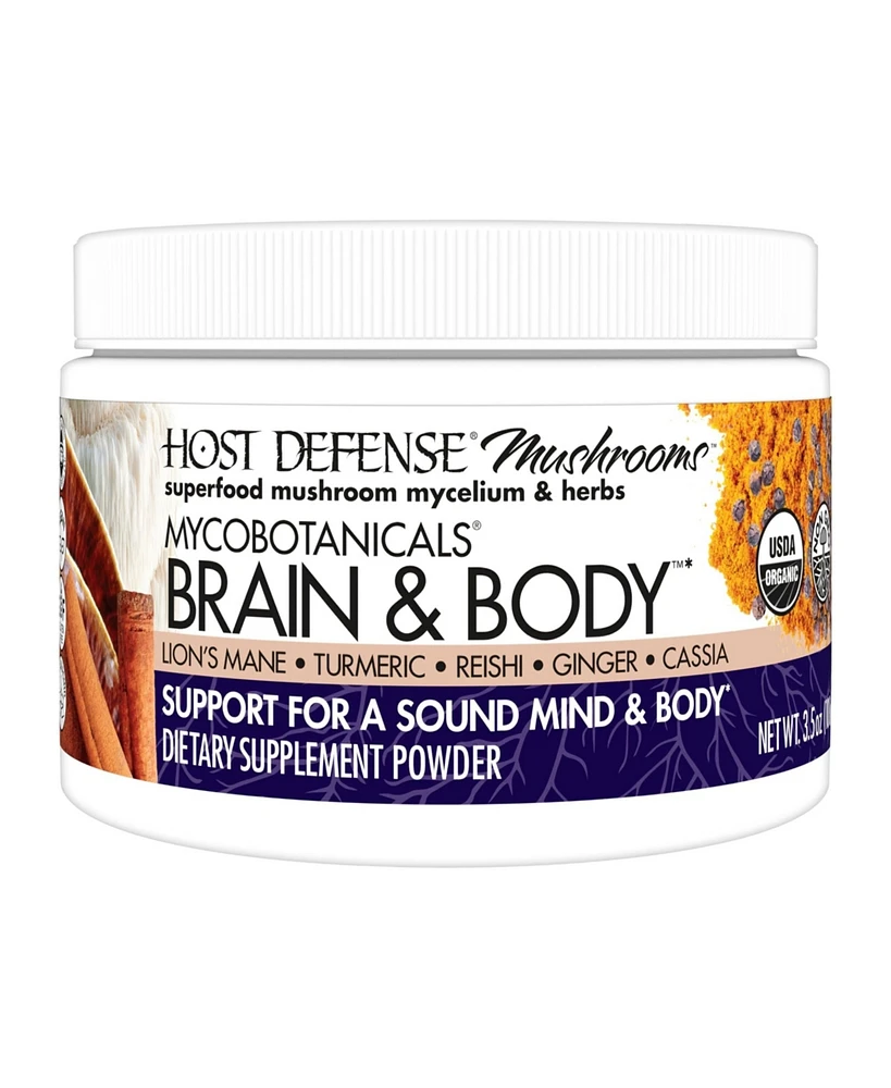 Host Defense MycoBotanicals Brain & Body Powder - Digestive & Immune Support Supplement with Lion's Mane & Reishi Mushroom