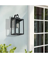 Flynama 1-Light Matte Black Sensing Outdoor Hardwired Wall Sconce with No Included