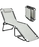 Inolait Sugift Folding Heightening Design Beach Lounge Chair with Pillow for Patio