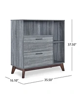 Mid-Century Modern Cabinet with Faux Wood and Storage