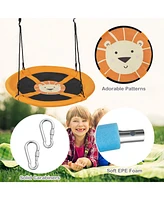 Hongge 40 Inches Saucer Tree Swing Round with Adjustable Ropes and Carabiners