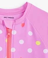 Epic Threads Toddler And Little Girls Playful Heart Dot Long-Sleeve Rash Guard, Exclusively at Macy's