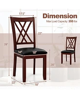 Gymax Set of Dining Chair Kitchen Chair with Backrest Padded Seat & Rubber Wood Legs