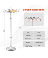 Gymax 1500W Standing Electric Heater w/ Double-sided Heating Infrared Patio Heater