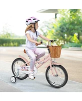 Hongge 16-Inch Kids' Retro Bike with Adjustable Height and Basket for Ages 4-7