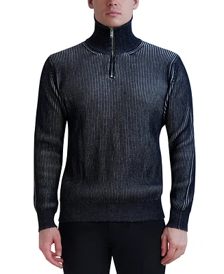 Karl Lagerfeld Paris Men's Slim Fit Quarter-Zip Long Sleeve Double Needle Sweater