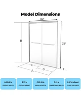 gaomon 56-60" W x 72" H Double Sliding Shower Door, Thick Tempered Glass
