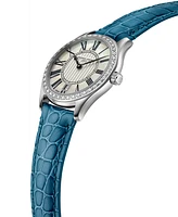 Frederique Constant Women's Swiss Classics Diamond (1/3 ct. t.w.) Teal Leather Strap Watch 36mm