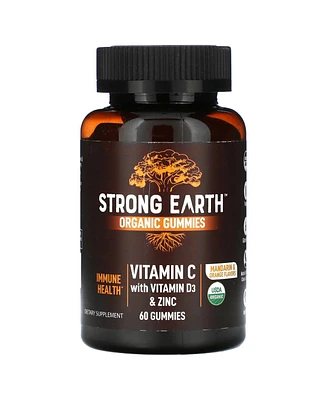 YumVs Strong Earth Organic Gummies Vitamin C with Vitamin D3 & Zinc Mandarin & Orange