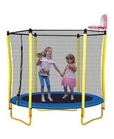 Slickblue 5.5FT Kids Trampoline with Safety Enclosure, 65" Mini Toddler Trampoline for Indoor & Outdoor Use