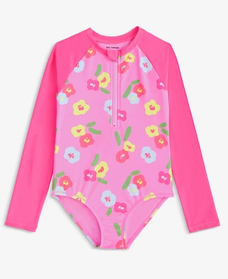 Epic Threads Toddler And Little Girls Floral Print Long-Sleeve Rash Guard, Exclusively at Macy's