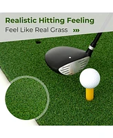 Hongge Artificial Turf Mat for Indoor and Outdoor Golf Practice Includes 2 Rubber Tees and 2 Alignment Sticks-25mm