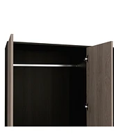 Depot E-Shop Gangi 120 Mirrored Armoire, Double Door Cabinet, Two Drawers, Metal Hardware, Rods, Four Shelves, Black / Light Gray