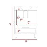 Depot E-Shop Essential Single Bathroom Vanity, One Draw, Double Door Cabinet, Black