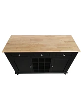 Kings Brand Furniture Wine Rack Sideboard Buffet Server Console Table With Storage (Black)