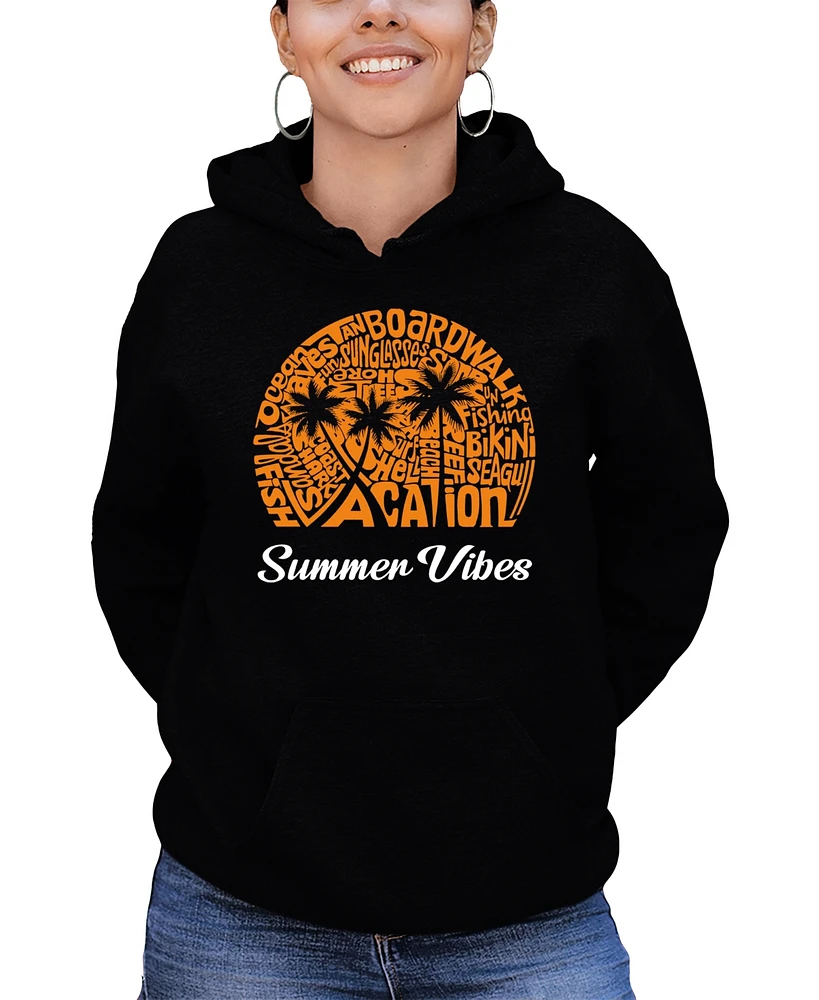 La Pop Art Women's Summer Vibes Word Hooded Sweatshirt