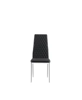 Streamdale Furniture Black modern simple style dining chair leather chrome metal pipe diamond grid pattern restaurant home conference chair set of 6