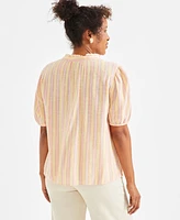 Style & Co Women's Stripe Button-Front Shirt, Exclusively at Macy's