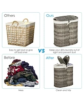 Costway Handwoven Laundry Hamper Laundry Basket w/2 Removable Liner Bags