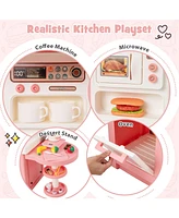 Hongge Kids Play Kitchen Toy with Stove Sink Oven with Light and Sound-Pink