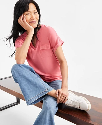 Style & Co Women's Split-Neckline Short-Sleeve Top, Exclusively at Macy's