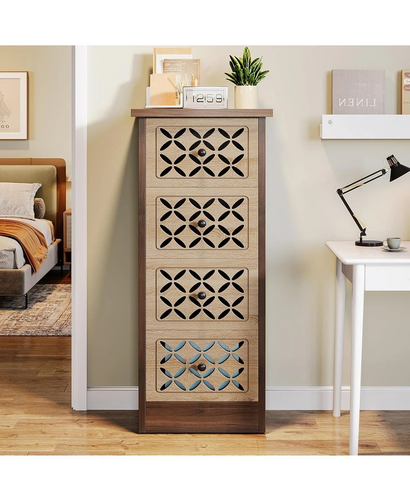 Tribesigns 4-Drawer File Cabinet, Vertical Filing Cabinet for A4/Letter Size, Wood Office Storage Cabinet with File Drawers for Home Office