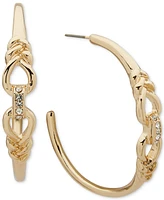 Anne Klein Gold-Tone Crystal Openwork Medium Hoop Earrings, 1.5"