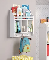 RiverRidge Home Book Nook Collection Kids Wall Shelf with Cubbies and Bookrack