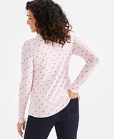 Style & Co Women's Printed Crewneck Long-Sleeve Sweater, Exclusively at Macy's