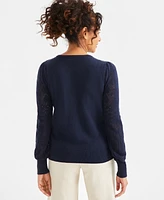 Style & Co Women's Pointelle Crewneck Sweater, Exclusively at Macy's